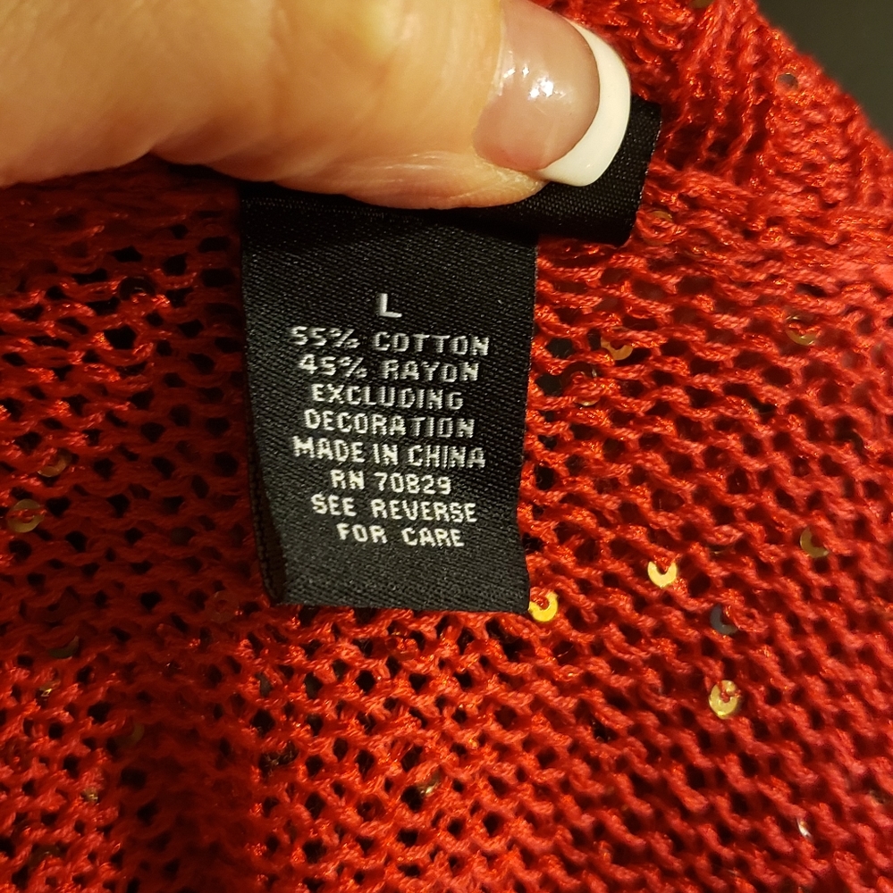 Orange glitter open sweater cardigan - Picture 7 of 10